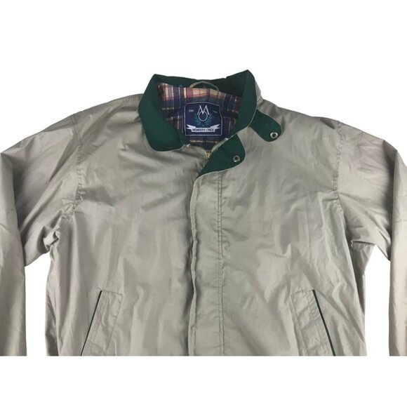 Members Only Mens Beige Lined Lining Pockets Full‎ Zip Windbreaker Jacket Size L - Picture 2 of 16